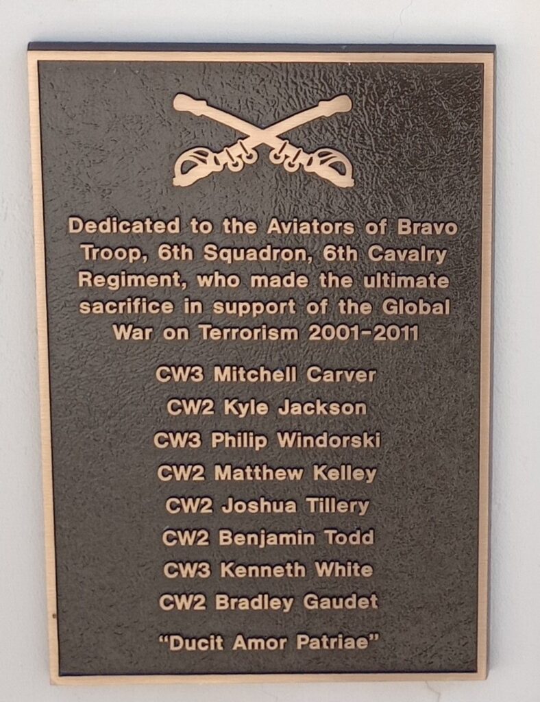 AVIATORS OF BRAVO TROOP, 6TH SQUADRON, 6TH CAVALRY REGIMENT MEMORIAL PLAQUE