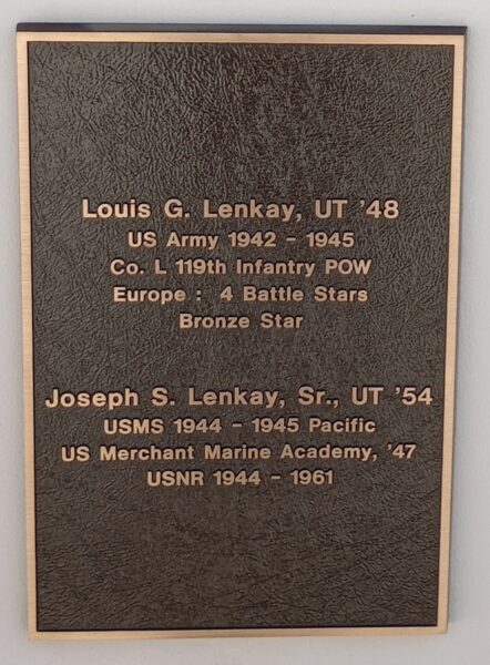 UT WORLD WAR II VETERANS MEMORIAL PLAQUE