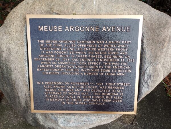 MEUSE ARGONNE AVENUE WAR MEMORIAL PLAQUE