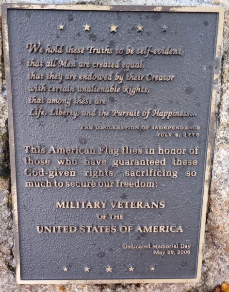 MILLITARY VETERANS OF THE UNITED STATES OF AMERICA WAR MEMORIAL PLAQUE