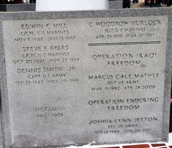 MEMORIAL TO SEBRING AREA MEN WHO DIED IN OUR COUNTRY’S SERVICE STONE F