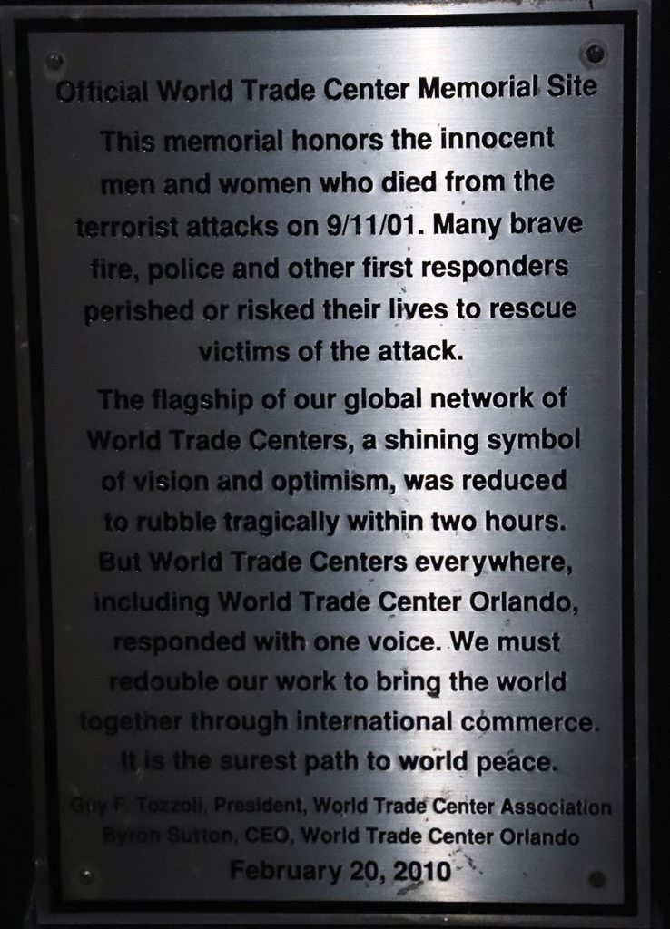 WINDERMERE 9/11/01 MEMORIAL PLAQUE