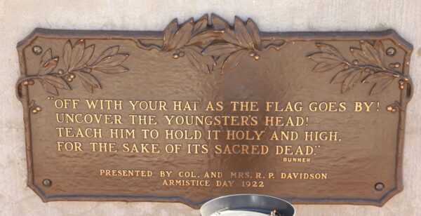 AVON PARK MEMORIAL FLAG POLE PLAQUE