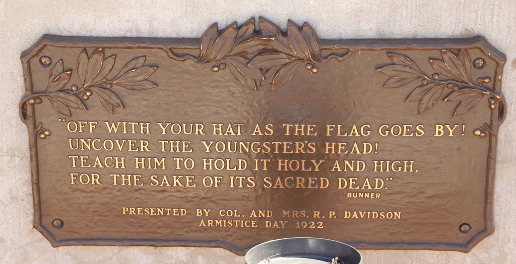 AVON PARK MEMORIAL FLAG POLE PLAQUE