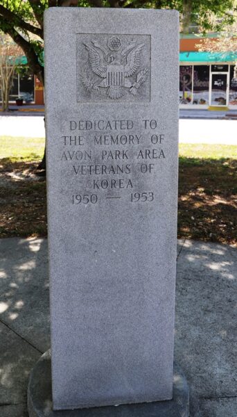 AVON PARK AREA WAR VETERANS MEMORIAL SIDE B