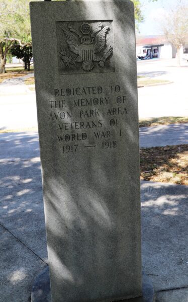 AVON PARK AREA WAR VETERANS MEMORIAL SIDE A