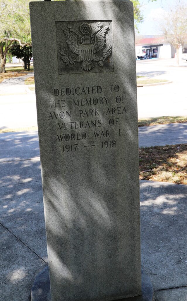 AVON PARK AREA WAR VETERANS MEMORIAL SIDE A