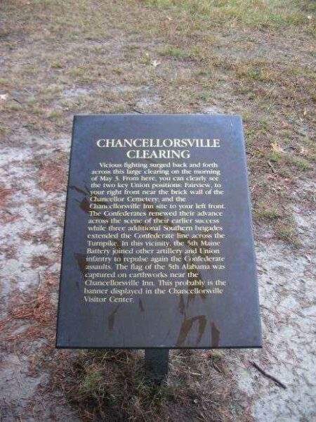 CHANCELLORSVILLE CLEARING WAR MEMORIAL PLAQUE