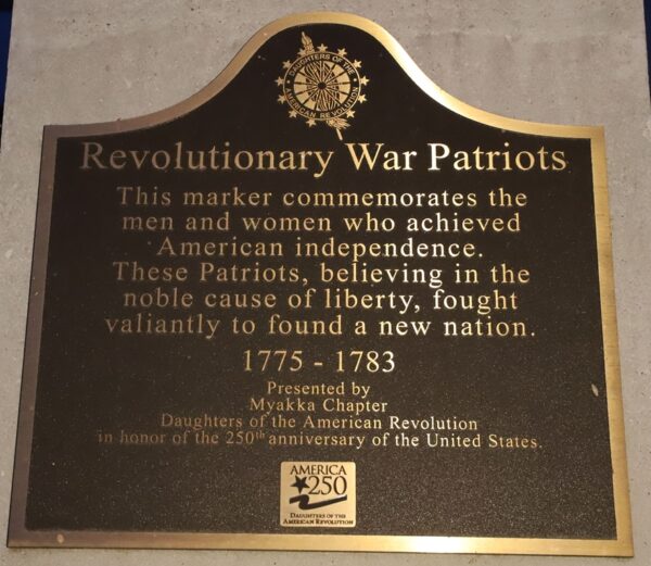 VENICE REVOLUTIONARY WAR PATRIOTS MEMORIAL PLAQUE