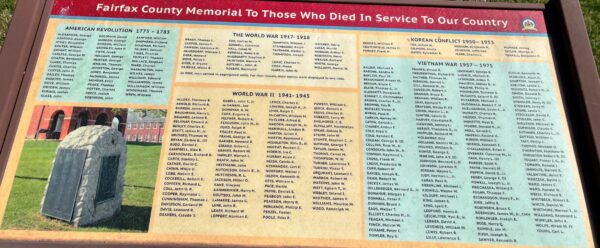 FAIRFAX COUNTY MEMORIAL TO THOSE WHO DIED MEMORIAL PANEL