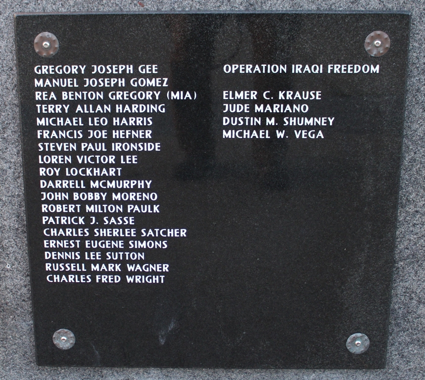 VALLEJO WAR VETERANS MEMORIAL STONE G