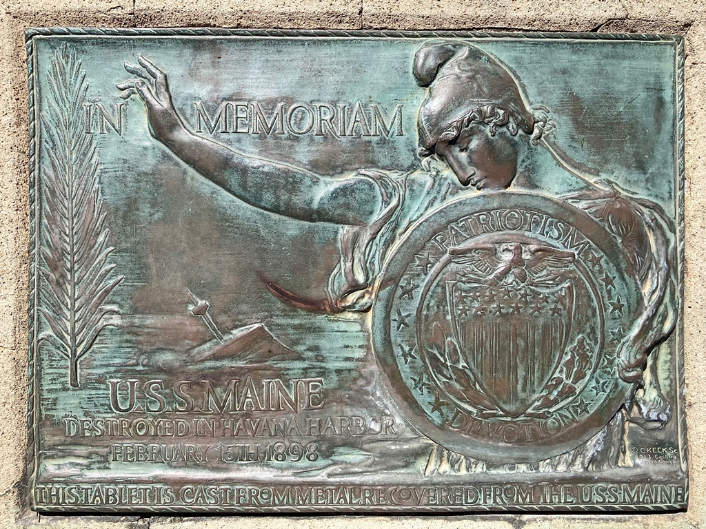 LOS ANGELES U.S.S. MAINE MEMORIAL PLAQUE