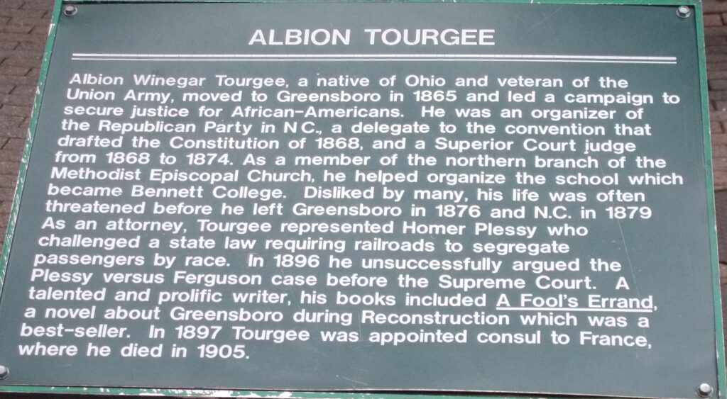 ALBION TOURGEE WAR MEMORIAL PLAQUE