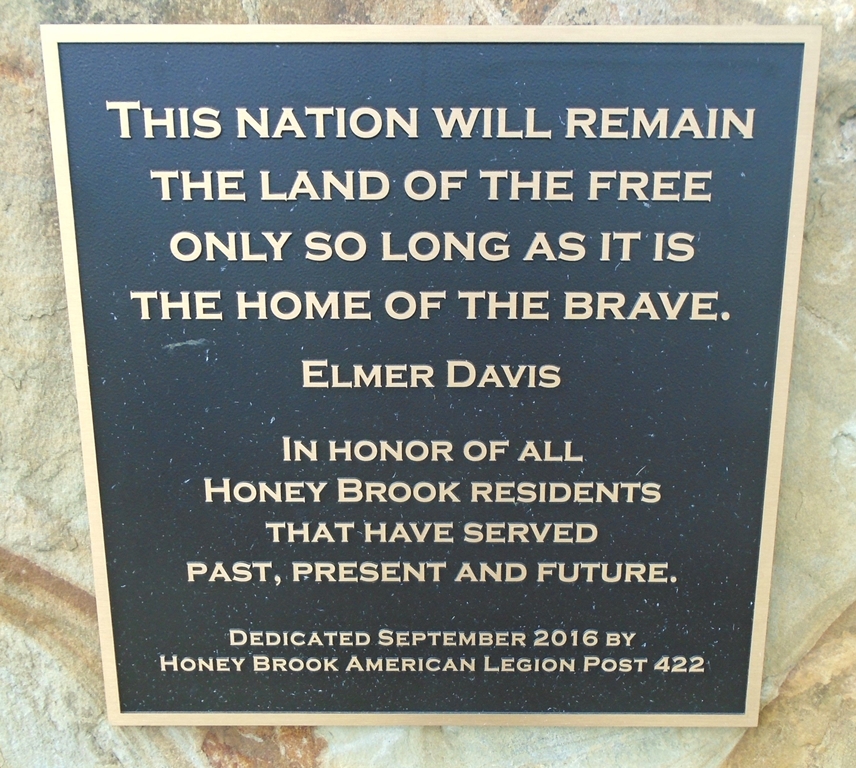 HONEY BROOK VETERANS MEMORIAL PLAQUE
