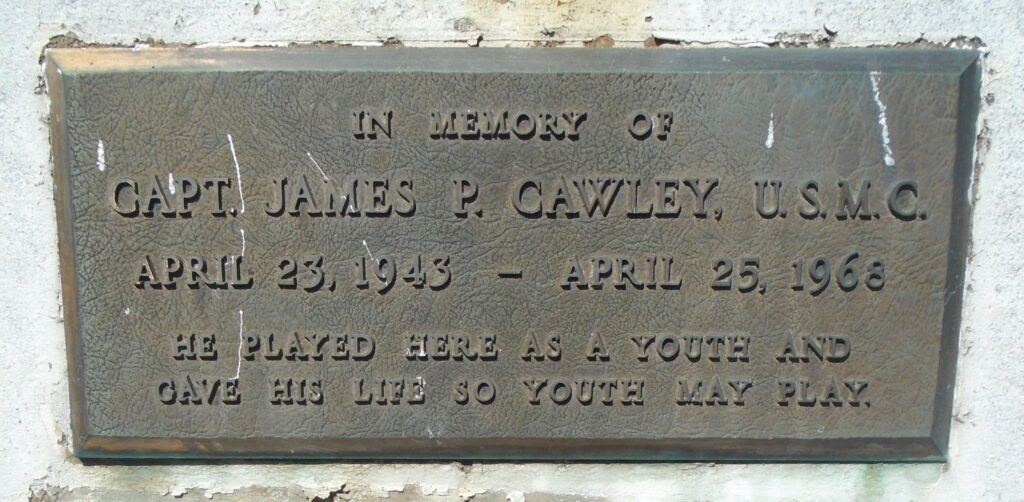 CAPT. JAMES P. CAWLEY, U.S.M.C. WAR MEMORIAL PLAQUE