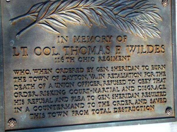 LT. COL. THOMAS F. WILDES WAR MEMORIAL PLAQUE