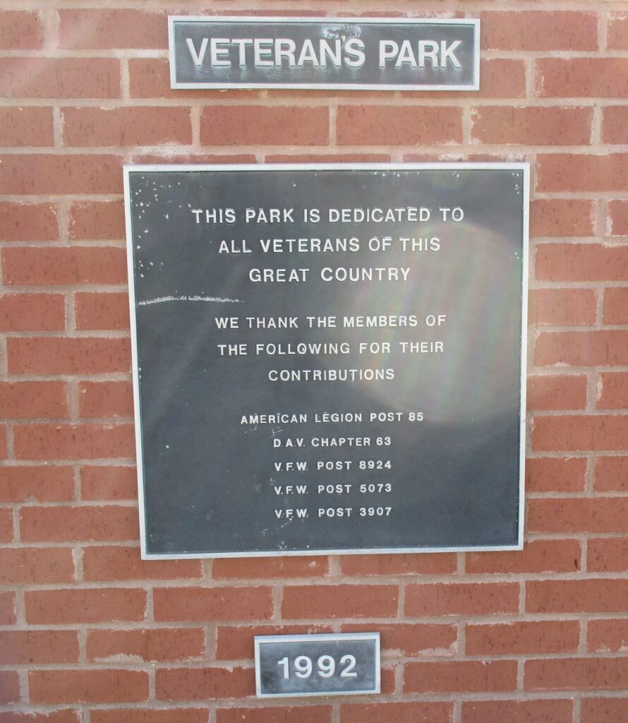 PALESTINE VETERANS PARK MEMORIAL PLAQUE