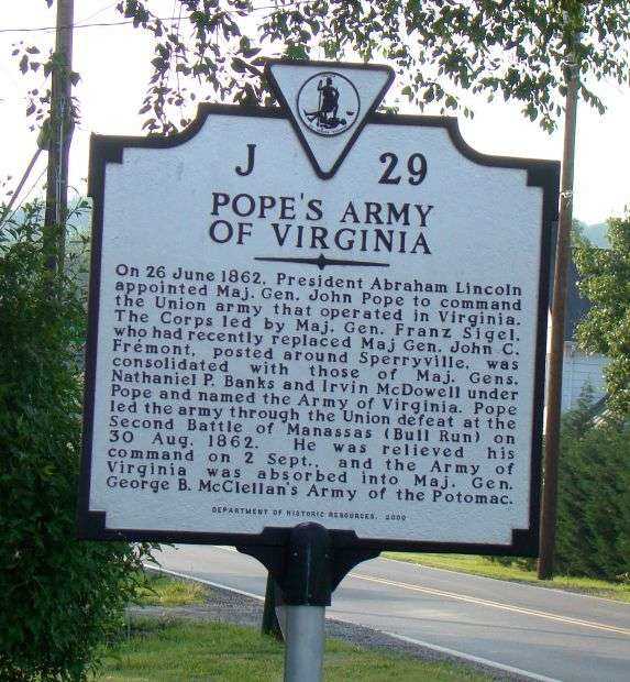 POPE’S ARMY OF VIRGINIA WAR MEMORIAL MARKER