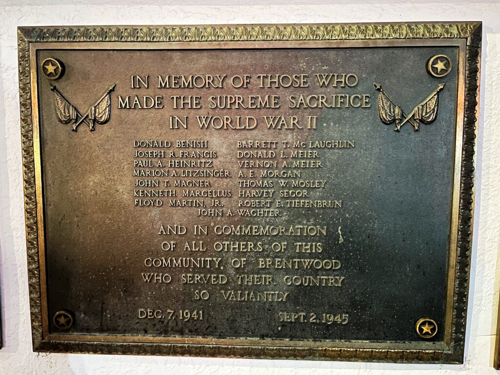 BRENTWOOD ROLL OF HONOR VETERANS MEMORIAL PLAQUE A