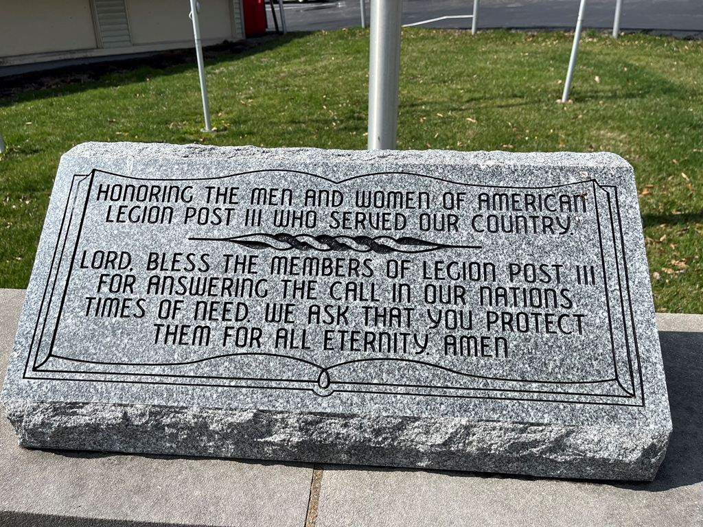 AMERICAN LEGION POST III VETERANS MEMORIAL STONE