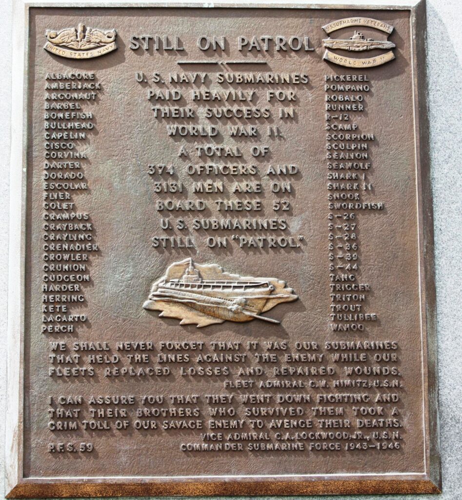 STILL ON PARTROL U.S.S. AMBERJACK WAR MEMORIAL PLAQUE A