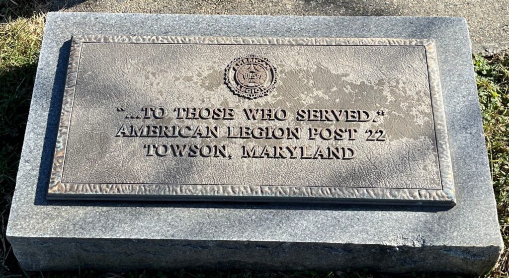 AMERICAN LEGION POST 22 VETERANS MEMORIAL FLAGPOLE PLAQUE