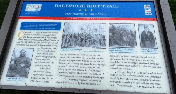 BALTIMORE RIOT TRAIL FLAG WAVING MEMORIAL PANEL