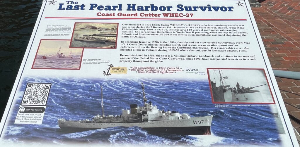 THE LAST PEARK HARBOR SURVIVOR COAST GUARD CUTTER WHEC-37 MEMORIAL PANEL