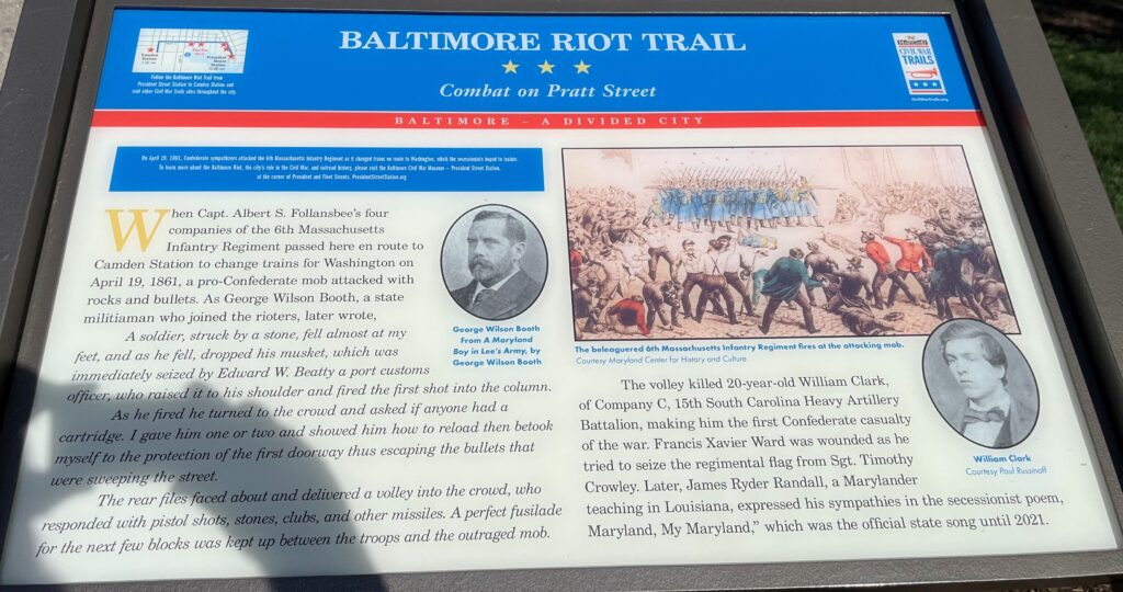 BALTIMORE RIOT TRAIL WAR MEMORIAL PANEL