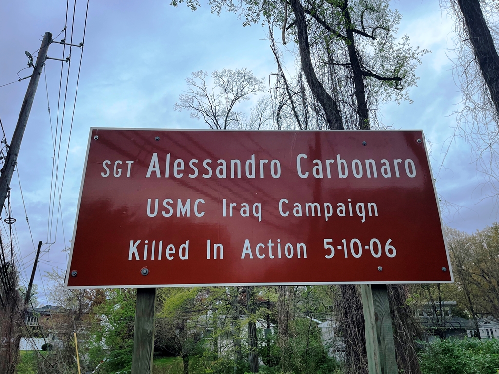 SGT ALESSANDRO CARBONARO WAR MEMORIAL HIGHWAY MARKER