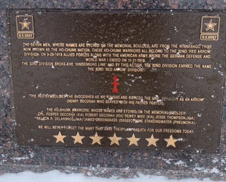 HO-CHUNK 32ND “RED ARROW” DIVISION VETERANS MEMORIAL CLOSE-UP