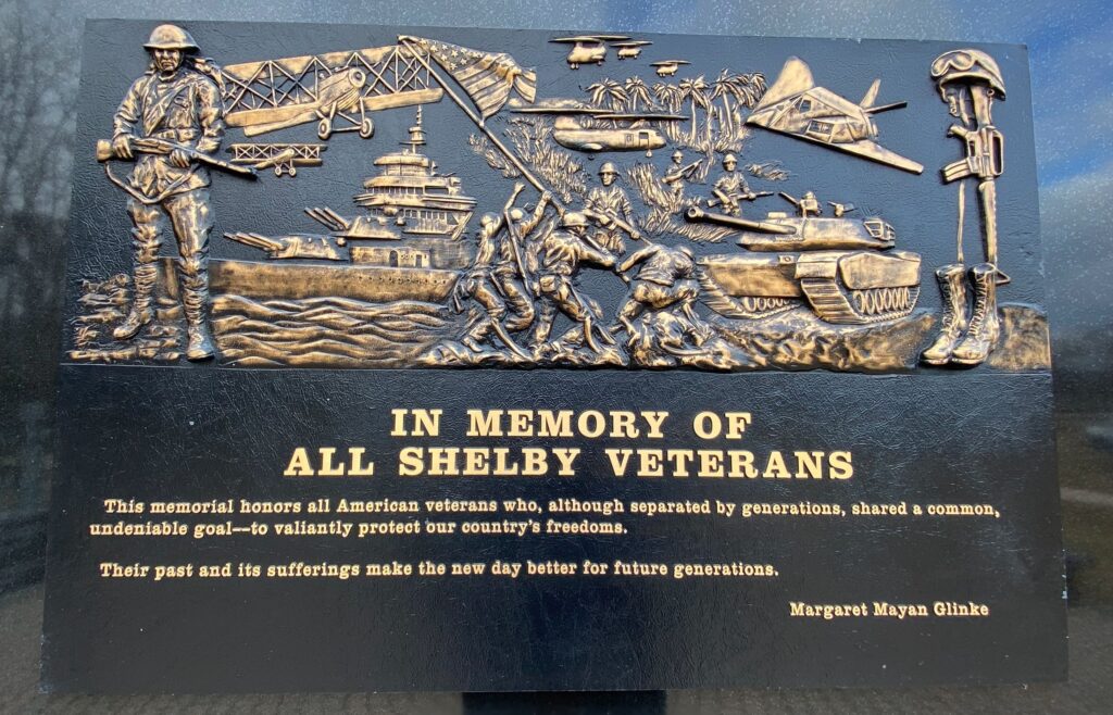 SHELBY ALL VETERANS MEMORIAL PLAQUE B