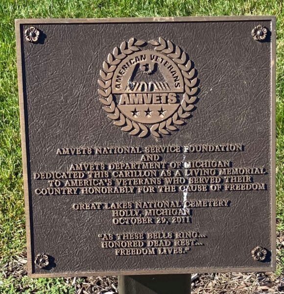 HOLLY TOWNSHIP AMVETS CARILLON WAR MEMORIAL PLAQUE