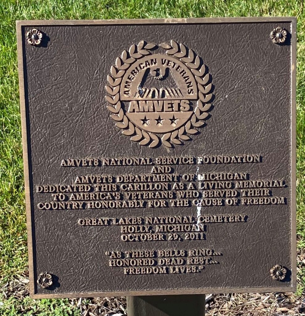 HOLLY TOWNSHIP AMVETS CARILLON WAR MEMORIAL PLAQUE