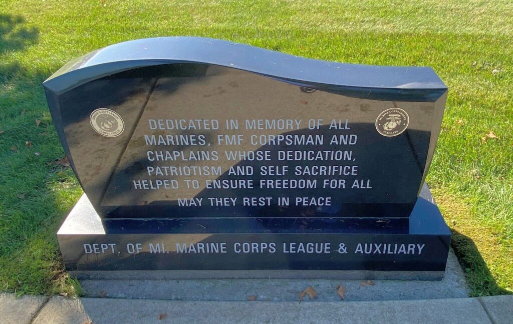 DEDICATED IN MEMORY OF ALL MARINES WAR MEMORIAL FRONT