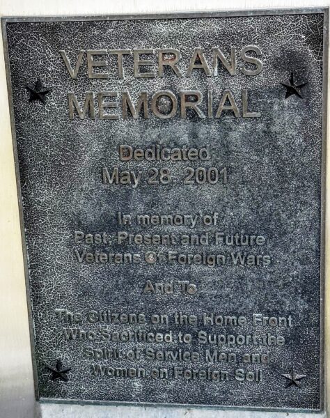 VFW POST 1855 VETERANS MEMORIAL PLAQUE A