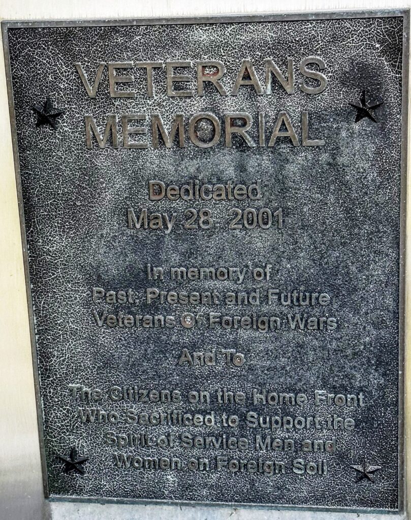 VFW POST 1855 VETERANS MEMORIAL PLAQUE A