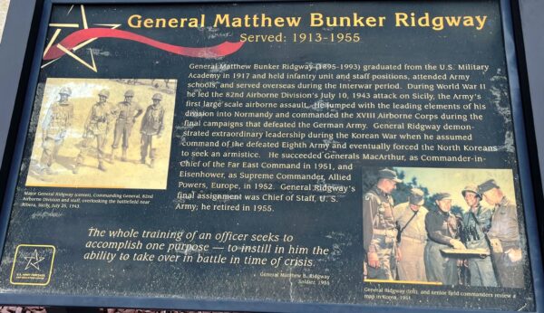 GENERAL MATTHEW BUNKER RIDGWAY WAR MEMORIAL PANEL