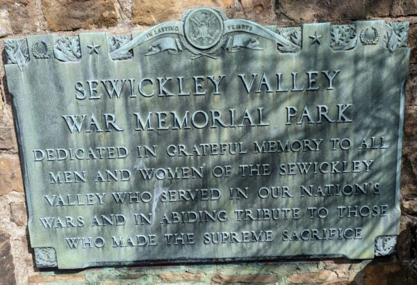 SEWICKLEY VALLEY WAR MEMORIAL PARK PLAQUE