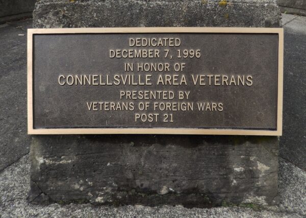 CONNELLSVILLE AREA VETERANS MEMORIAL FLAGPOLE PLAQUE