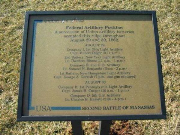 FEDERAL ARTILLERY POSITION WAR MEMORIAL PLAQUE