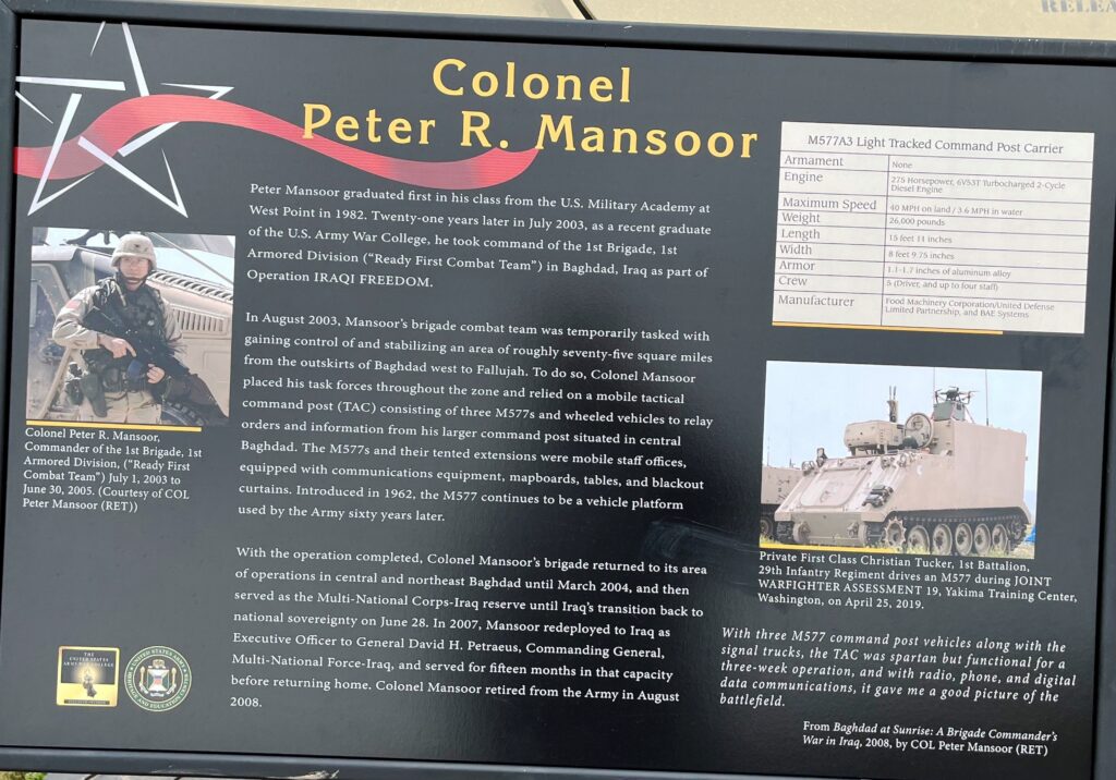 COLONEL PETER R. MANSOOR WAR MEMORIAL PANEL