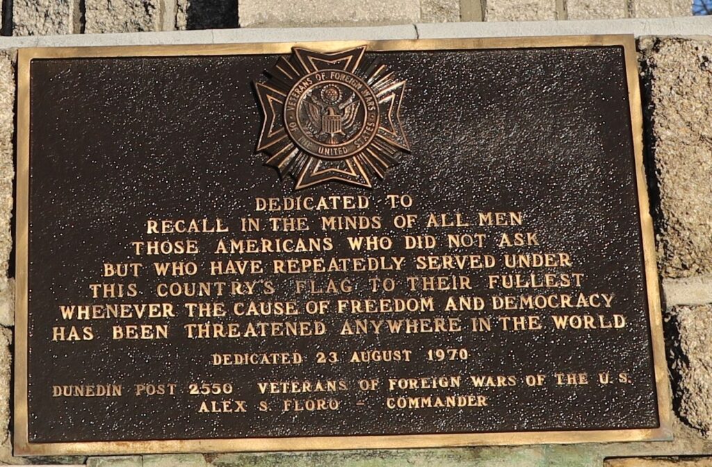 VFW POST 2550 WAR VETERANS MEMORIAL PLAQUE