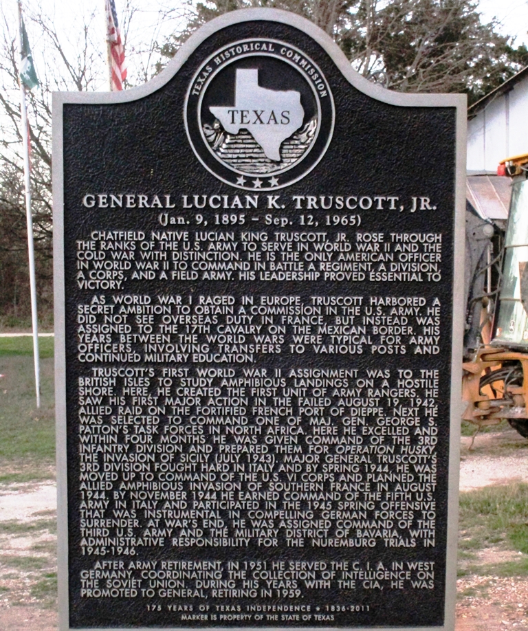 GENERAL LUCIAN K. TRUSCOTT, JR. WAR MEMORIAL MARKER