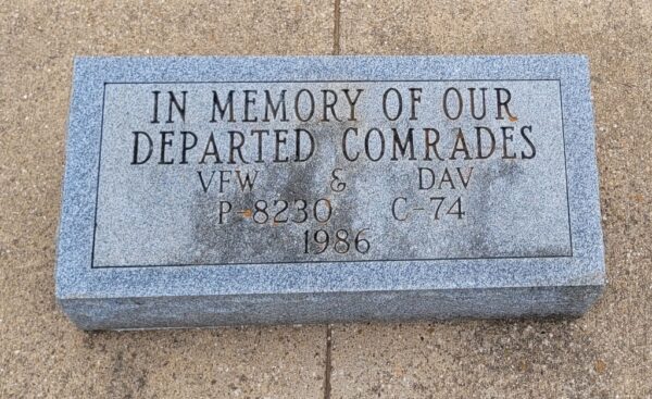 RESTLAND CEMETERY DEPARTED COMRADES MEMORIAL TABLET