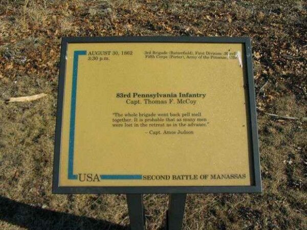 83RD PENNSYLVANIA INFANTRY WAR MEMORIAL PLAQUE