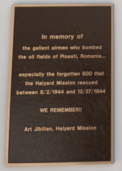 PLOESTI, ROMANIA AIR RAID WAR MEMORIAL PLAQUE