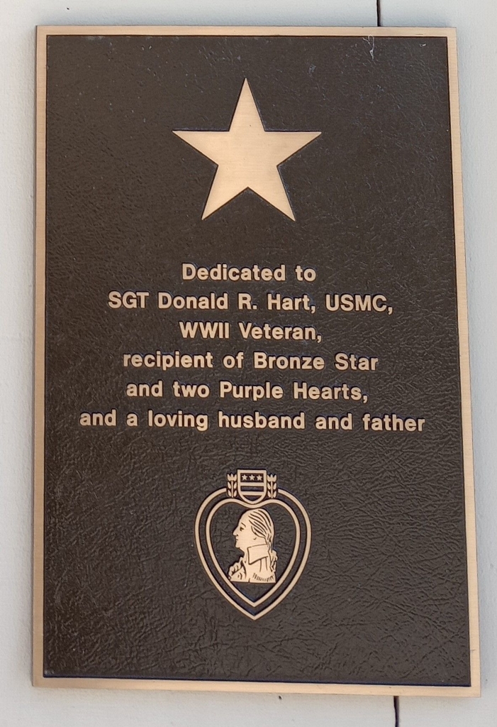SGT DONALD R. HART WAR MEMORIAL PLAQUE