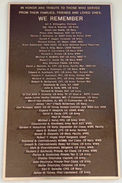 WE REMEMBER THOSE WHO SERVED WAR MEMORIAL PLAQUE B