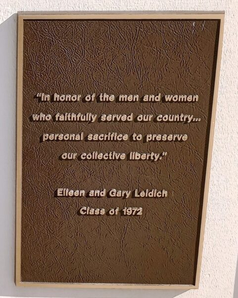 CLASS OF 72 VETERANS MEMORIAL PLAQUE